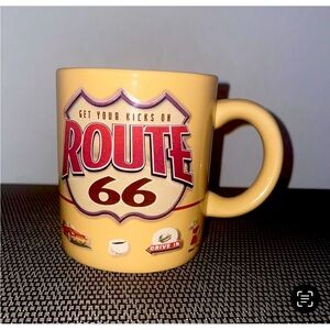 Route 66 Coffee Mug Road Trip Tan 12 oz Diner Motel RV Drive-In Fast Food Coffee